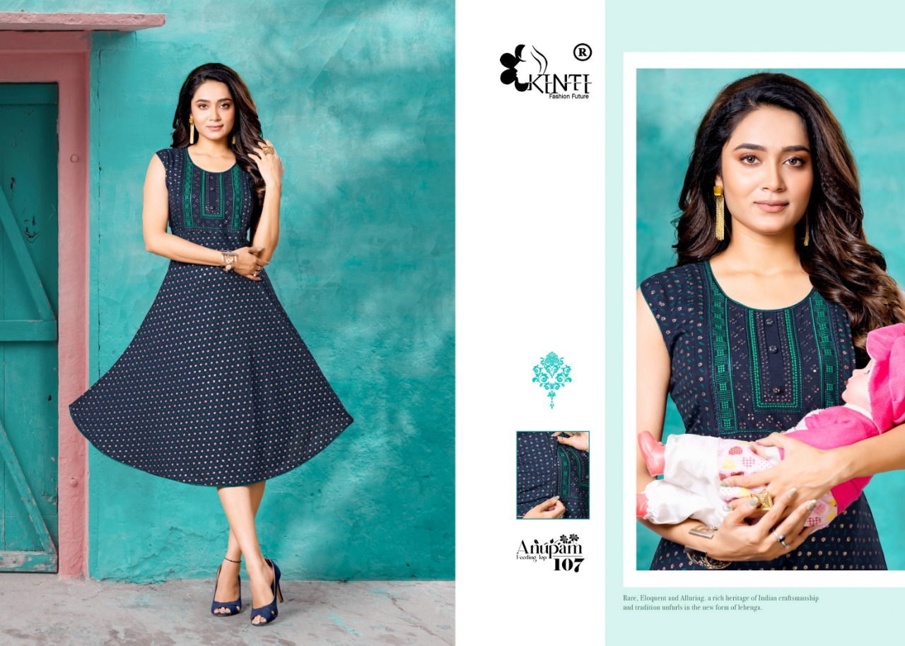 Kinti Anupam 101 Embroidery Heavy Rayon Daily Wear Kurti Collection